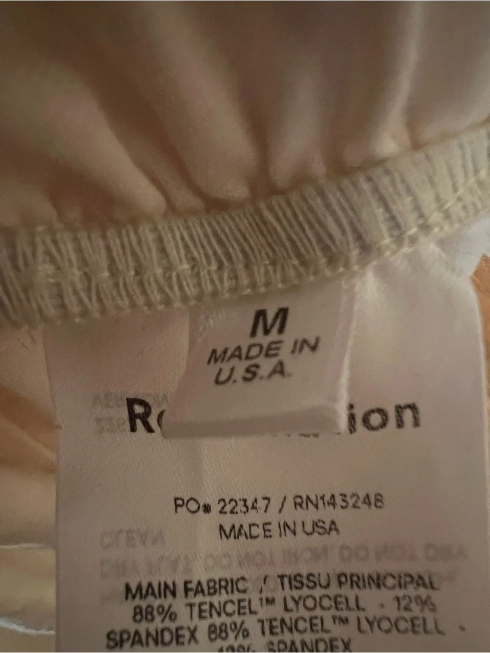 REFORMATION  FALLOW PUFF SLEEVE IVORY JERSEY TOP  Size M